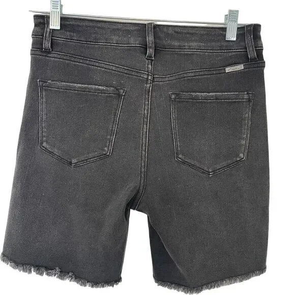 Kancan Women's High Rise Bermuda Shorts Black Distressed Stretch Size 9 - Picture 3 of 6